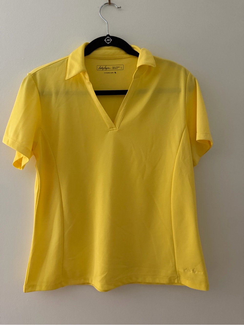 Lady Hagen Yellow Short-Sleeve V-Neck Polo Top